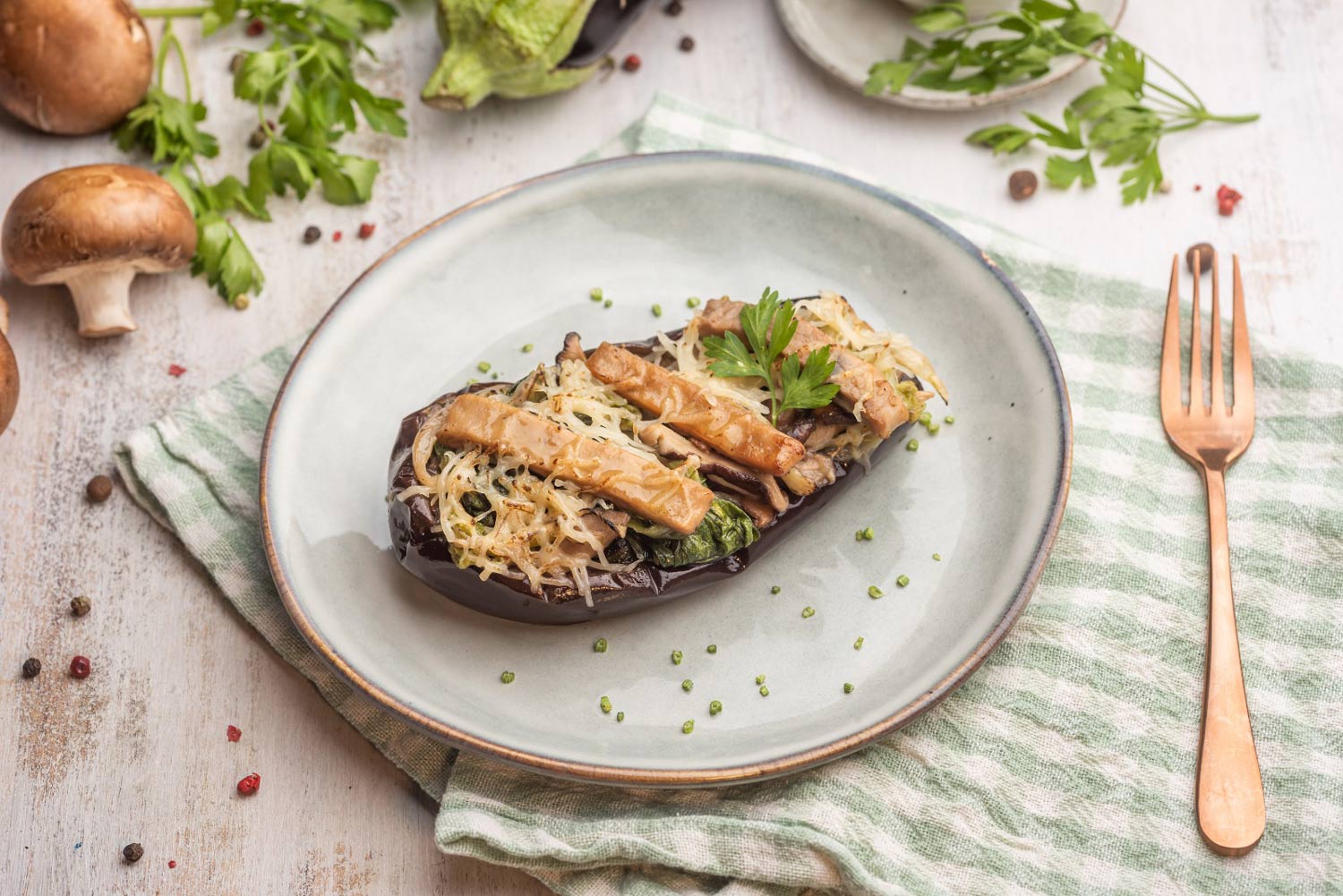 Berenjena rellena con Heura