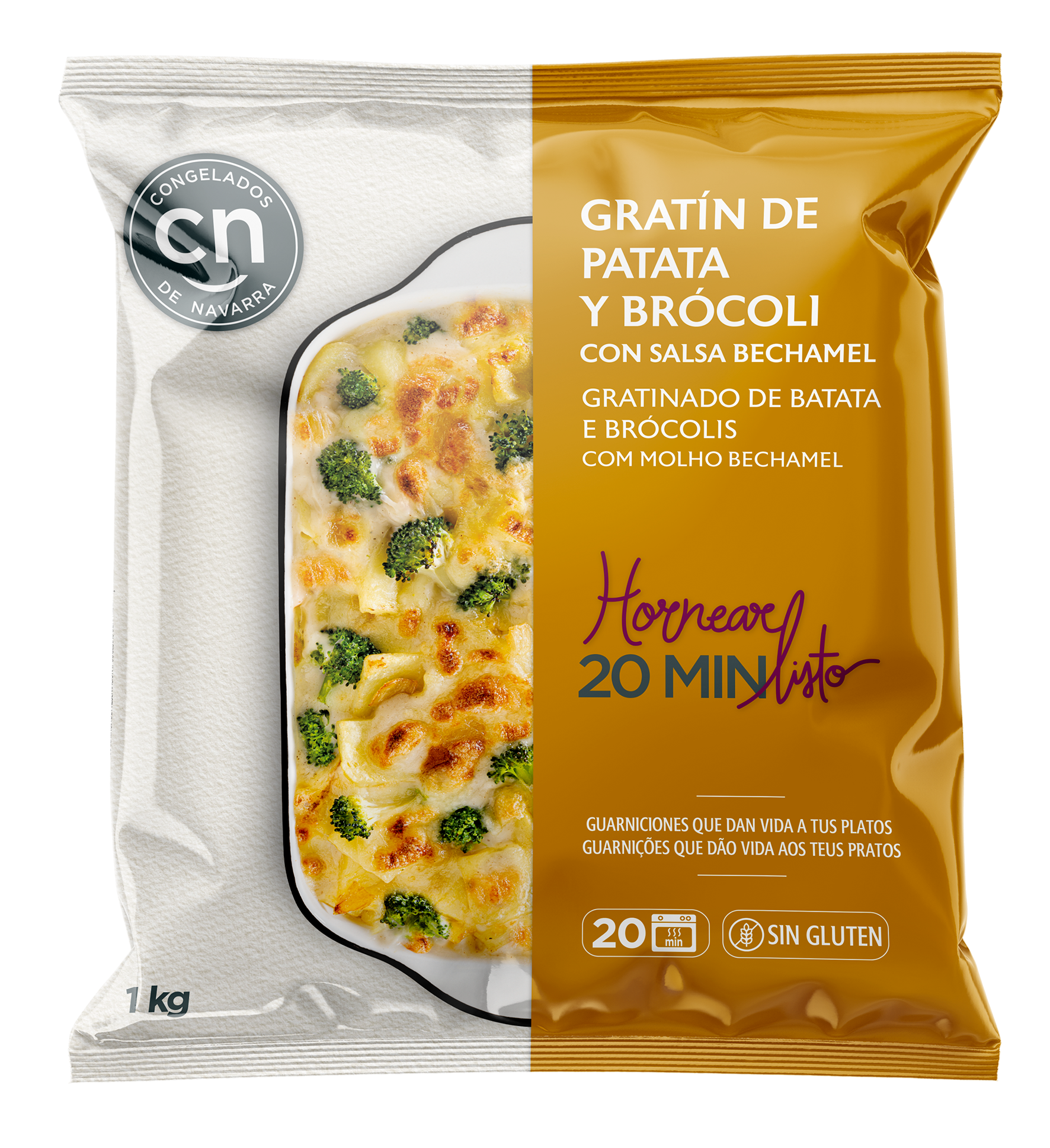 Gratín de patata y brócoli con salsa bechamel