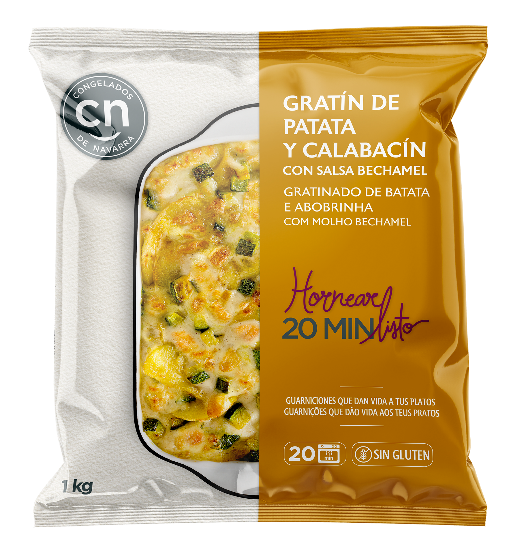Gratín de patata y calabacín con salsa bechamel